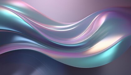 Shimmering iridescent wave flows across a soft purple background