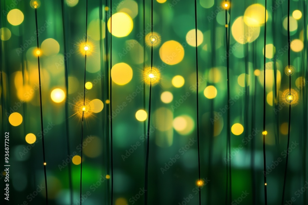 Poster abstract image of green and yellow bokeh lights representing the energy and vibrancy of a dynamic mo