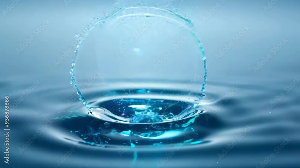 Aufkleber a blue drop falls on calm water, creating ripples and captivating reflections in a serene setting