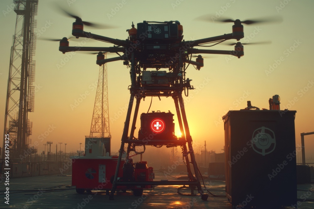 Aufkleber industrial drone equipped with high tech sensors symbolizing the advanced technology and precision r