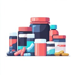 Fitness Supplement Icons: Vector Illustration on White Background