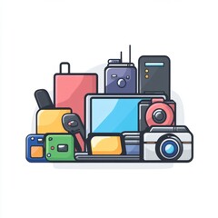 Fototapeta premium Tech Accessories Icon: Simple Vector Illustration for Website
