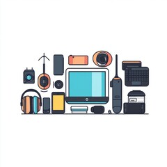 Tech Accessories Icon: Simple Vector Illustration on White Background