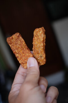 Traditional indonesian culinary food. Tempe Goreng Indonesia Food that is simple and often made at home. Indonesian Street Food. Tempe goreng or fried tempe.