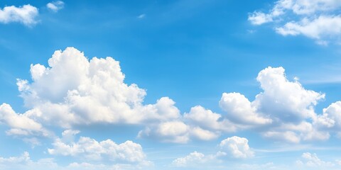 Sunny day with clear blue skies and cottony clouds, capturing the beauty of nature and the warmth of a summer day