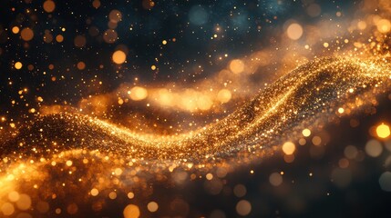 Obraz premium A stream of gold glitter is falling from the sky