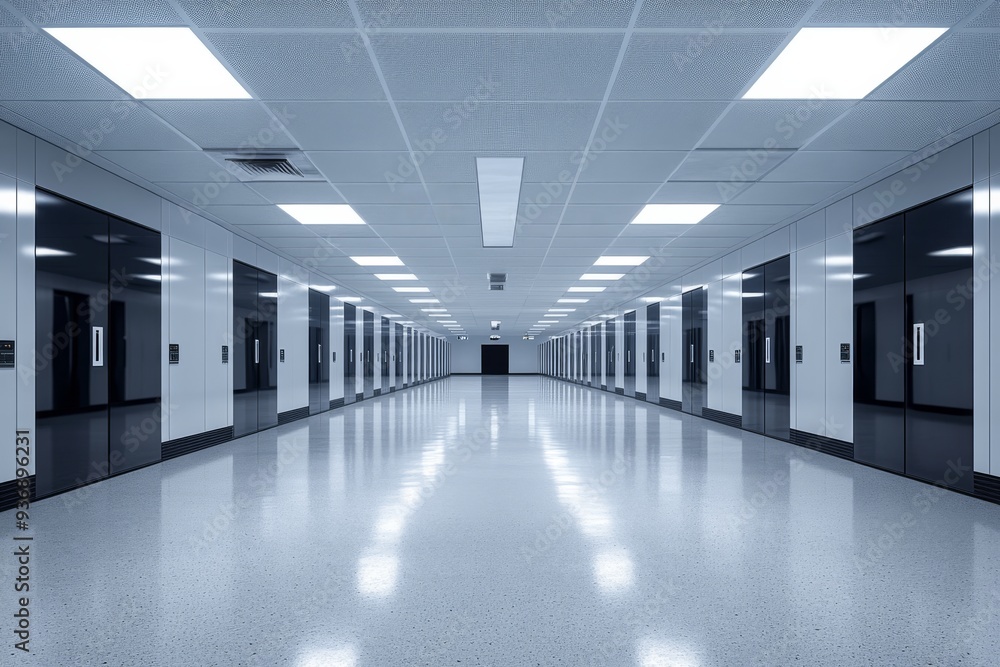 Aufkleber empty modern hallway with a minimalist design representing the clean lines and open space in contemp
