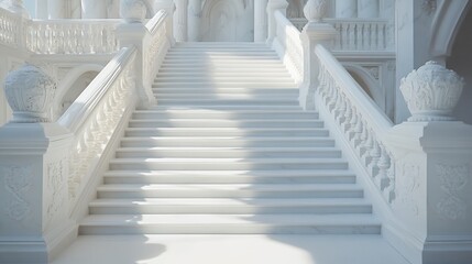 Grand Staircase of a White Marble Palace