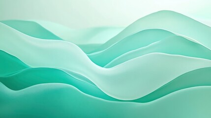 Summer colors in wavy sheets on a mint background. Abstract bright backdrop , ai