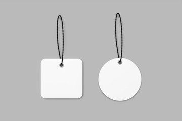 rectangular and oval cloth brand label tag 3d render