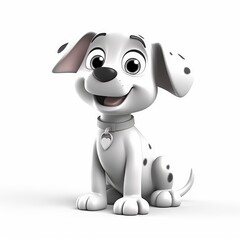Obraz premium Cute Dalmatian Puppy Illustration - Adorable Cartoon Dog with Heart Collar for Kids and Pet-Themed Designs