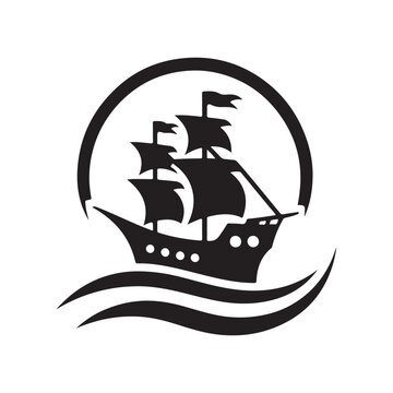 recommend clip art: vector pirate boat and sailing boat icon and logo 