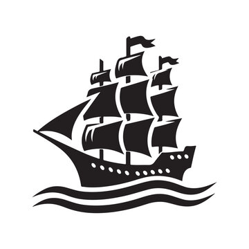 recommend clip art: Sailing old ship icon, logo, Boat Icon, pirate ship vector icon, pirate ship silhouette, svg vector