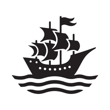 recommend clip art: Sailing old ship icon, logo, Boat Icon, pirate ship vector icon, pirate ship silhouette, svg vector