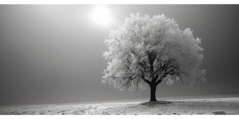 Obraz premium Serene Black and White Tree Wallpaper. Minimalist Nature