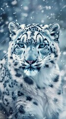 Fototapeta premium Majestic Snow Leopard. Wildlife Conservation concept
