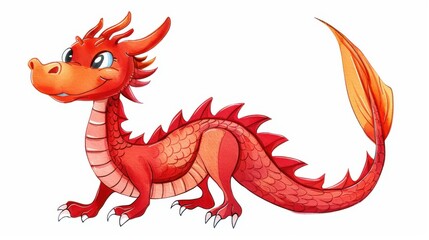 Obraz premium Captivating handdrawn Red Dragon design ideal for holiday dcor, invitations, and modern fashion trends.