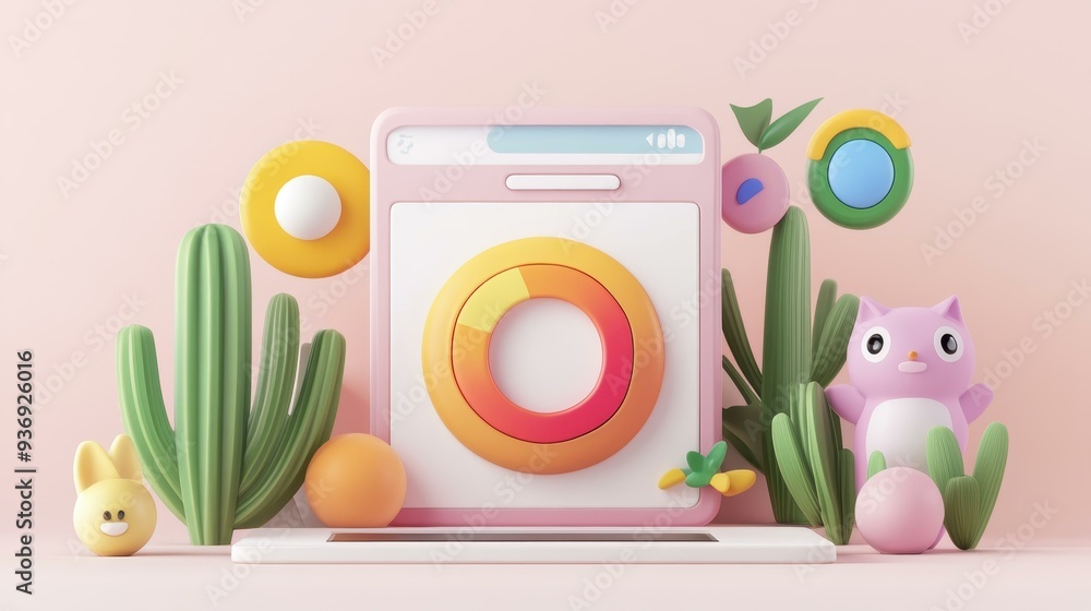 Poster explore vibrant 3d flat illustrations of browser settings to enhance your digital environment with p