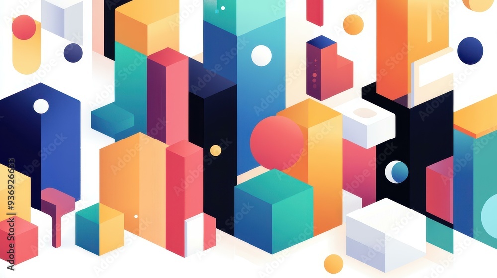 Aufkleber experience the fusion of modern art with vibrant vector shapes and playful textures in this abstract