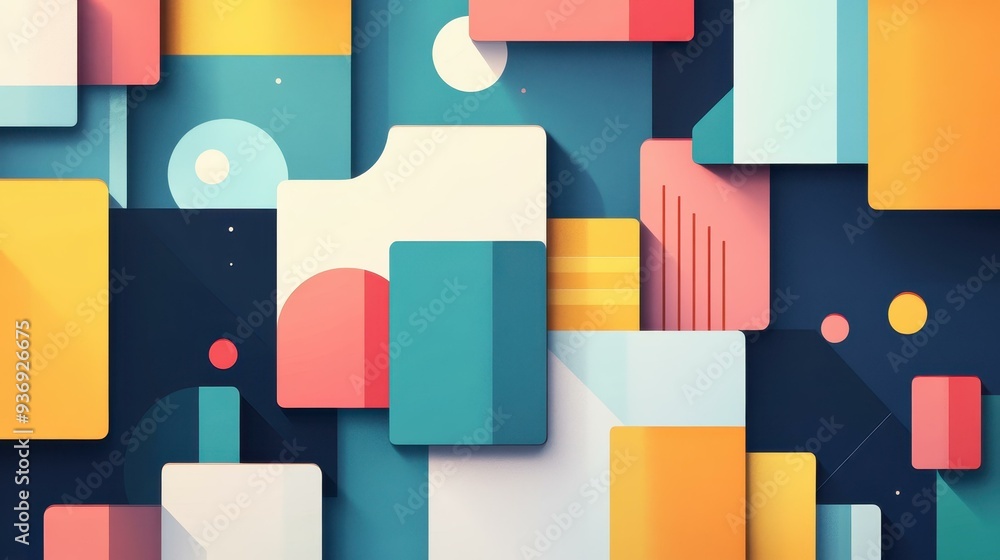 Aufkleber experience the fusion of modern art with vibrant vector shapes and playful textures in this abstract