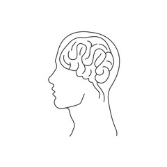 silhouette of a person with a brain. silhouette of a person Brain in vector design 