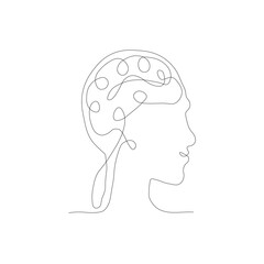 silhouette of a person with a brain. silhouette of a person Brain in vector design 