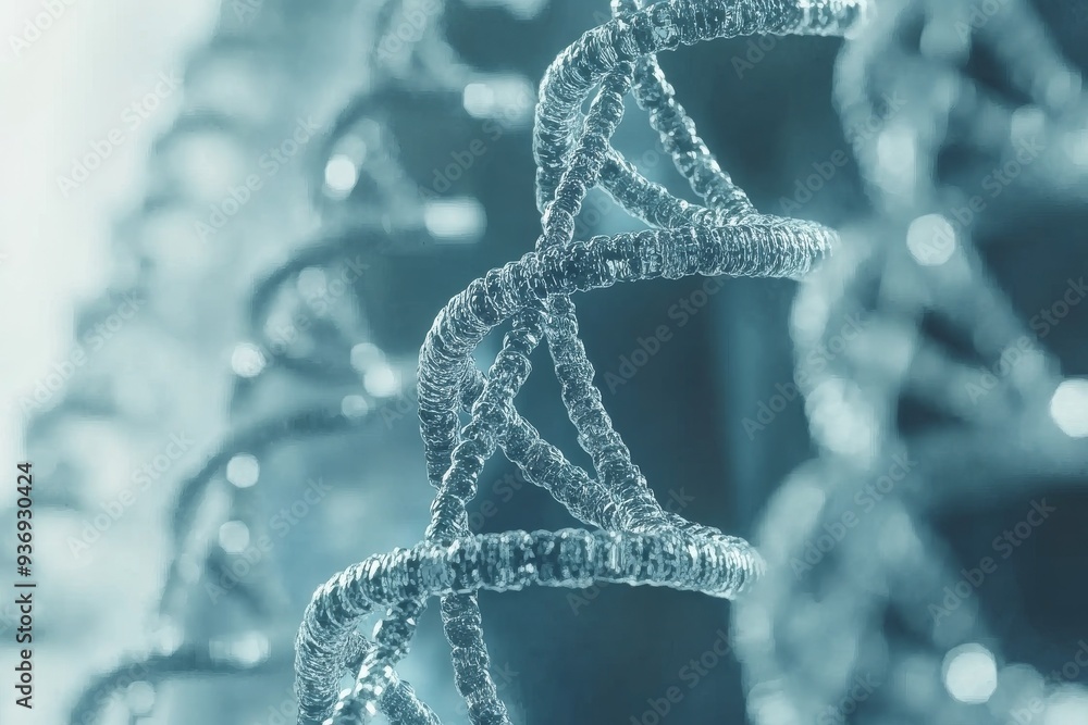 Poster macro view of dna structure depicting the intricacies of genetic engineering in advanced biotechnolo