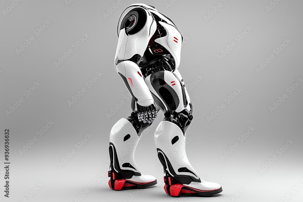 Poster futuristic robot design showcasing advanced technology and sleek aesthetics, perfect for use in digi