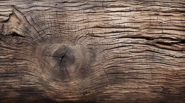 Detailed background of weathered wood grain with knots and cracks