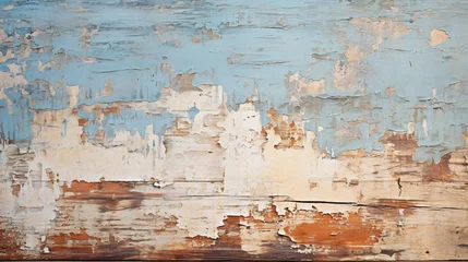 Detailed background of old, weathered wood with peeling paint © somporn