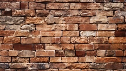 Obraz premium Detailed background of rough, textured brick wall with mortar
