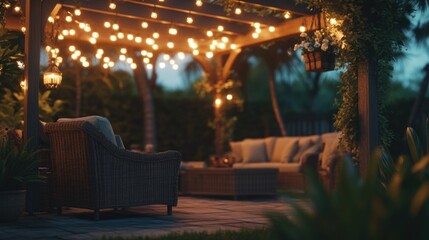 Serene Outdoor Patio at Dusk
