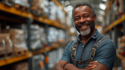 Obraz premium smiling hardware store employee
