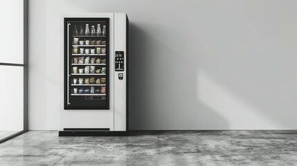 A Full Vending Machine in a Minimalist Room