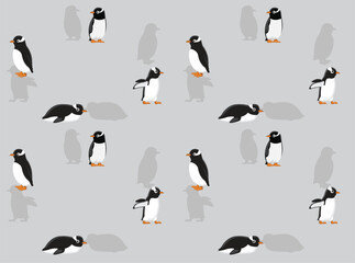 Obraz premium Bird Gentoo Penguin Set Cartoon Cute Seamless Wallpaper Background