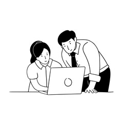 Office worker working on laptop