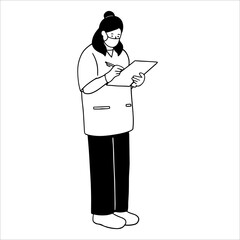 Nurse checking data of patient