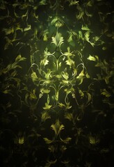 bunch green leaves on black background