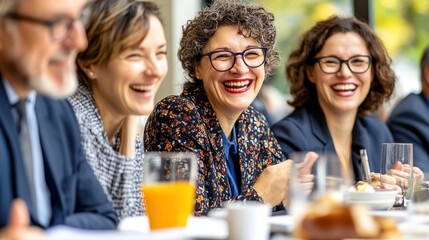 Businesswoman at Networking Event Seminar Conference Discussion Coworker