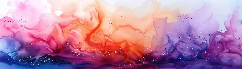Fototapeta premium Abstract watercolor painting, Cyberpunk, Bright, Watercolor, Highlighting artistic expression