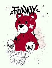 Funny Bear slogan and love design graphic t shirt vector. 