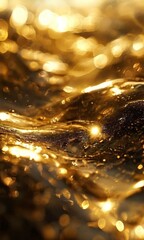 Naklejka premium close up gold colored water
