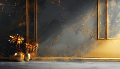 vase with plant in it next to framed picture