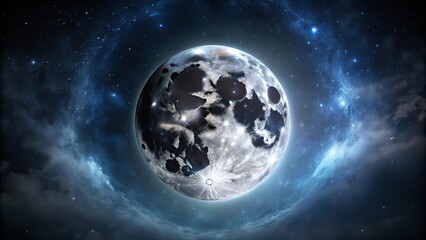 Obraz premium Black moon glowing in the night sky on a background