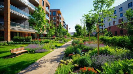 Strategies for sustainable landscaping and green spaces around construction site buildings.