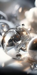 close up silver object on table