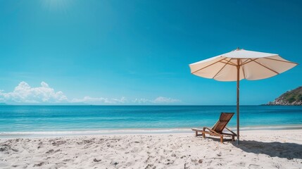 Sunbathing on the beach under a clear, blue sky is a perfect way to unwind.