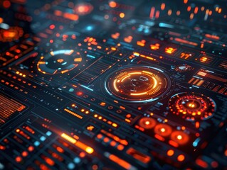 Data visualization dashboard, Cyberpunk, Bright, Digital, Emphasizing information clarity