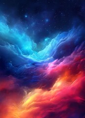 colorful sky with clouds and stars