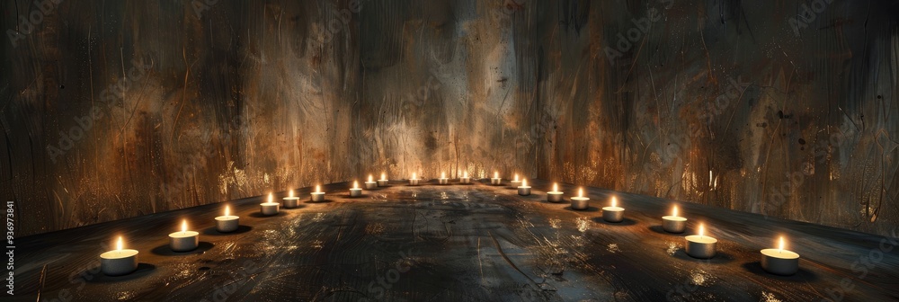 Poster rows of candles creating shadows